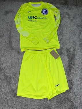 2 Nike New Wake Fc Raleigh NC Goalie Soccer Jersey S & Matching Shorts M B